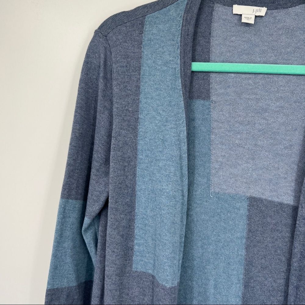 J. Jill Multi Patchwork Colorblock Blue Open Drap… - image 5